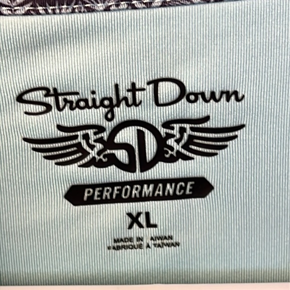 Straight Down Polo Shirt Mens Blue Grey Mixer Cocktail Happy Hour Performance XL - Picture 2 of 9